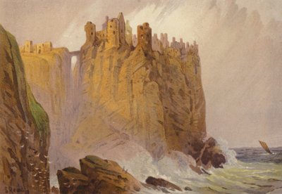 Norte de Irlanda, Castillo de Dunluce (litografia en color) de Samuel Read