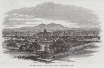La ciudad de Worcester, desde el ferrocarril de Oxford, Worcester y Wolverhampton de Samuel Read