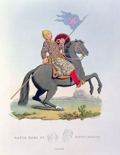 David, Conde de Huntingdon (1084-1153) 1120, grabado por Richard H. Bridgens (fl.1824-38) de Ancient Armour, escrito por el artista, 1824 de Samuel Rush Meyrick
