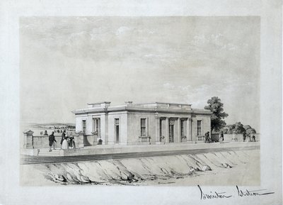 Swinton Station, c1840 (litografía tintada sobre papel) de Samuel Russell