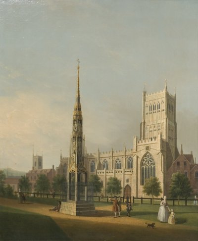 Vista de la Cruz Alta y la Catedral de Bristol, c.1750 de Samuel Scott