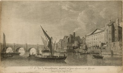 Vista del Puente de Westminster con partes adyacentes como en el año 1760 de Samuel Scott