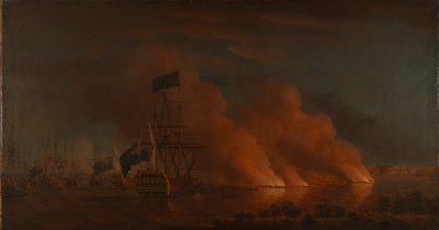 Naves francesas atacan a la flota británica frente a Quebec, 28 de junio de 1759 de Samuel Scott