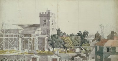 Iglesia de Twickenham bajo andamios, siglo XVIII de Samuel Scott