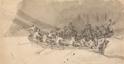 Dos barcos con tripulación, estudio para The Royal William at Sea de Samuel Scott