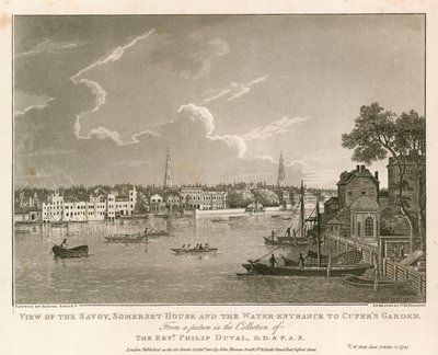 Vista del Savoy, Somerset House y la entrada de agua al jardín de Cuper de Samuel Scott