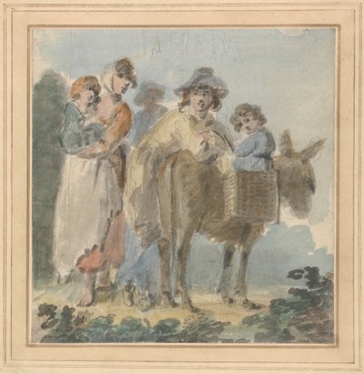 Una familia campesina con un burro de Samuel Shelley