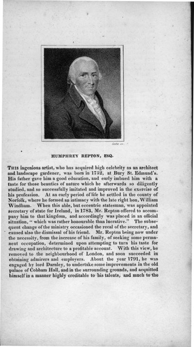 Humphry Repton (1752-1818), grabado por Cooke, de 