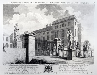 Vista en perspectiva del Hospital de Niños Abandonados, grabado por Edward Rooker, 1749 de Samuel Wale