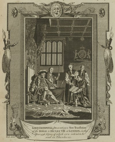 Lord Cromwell presentando una nueva traducción de la Biblia al Rey Enrique VIII en Londres en el año 1538 de Samuel Wale