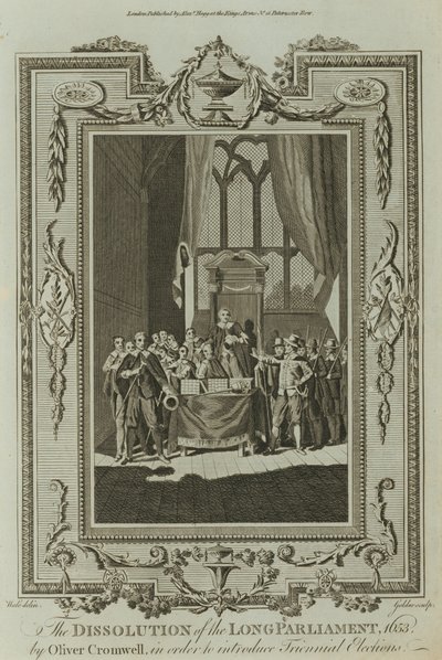 La disolución del Parlamento Largo 1653 por Oliver Cromwell (grabado) de Samuel Wale