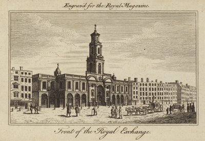 El frente de la Bolsa Real en la Ciudad de Londres de Samuel Wale
