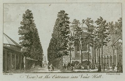 Vista de la entrada a los Jardines de Vauxhall, Londres de Samuel Wale