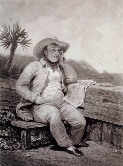 Retrato de Napoleón I (1769-1821) en Santa Elena. Grabado por Samuel William Reynolds (1820) de Samuel William I Reynolds