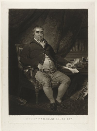 Portret de Charles James Fox El Honorable Charles James Fox (título sobre el objeto) de Samuel William Reynolds (I)