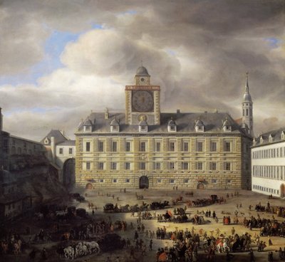 Plaza principal dentro del castillo imperial en Viena de Samuel van Hoogstraten