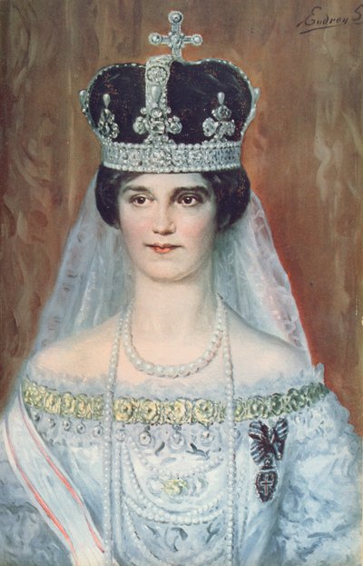 Retrato de coronación de Zita de Borbón-Parma como Reina de Hungría, 1917 de Sandor Endrey