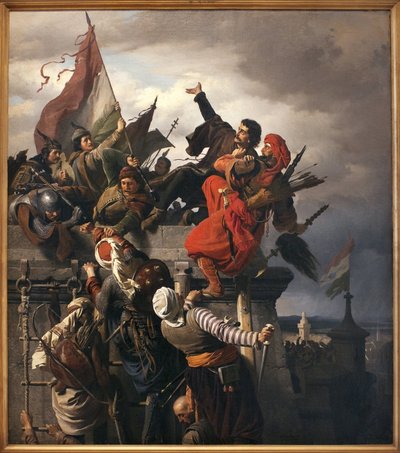 El sacrificio de Titusz Dugovics (? -1456). Héroe nacional húngaro, distinguido durante el sitio de Belgrado por el Imperio Otomano de Alexander von Wagner