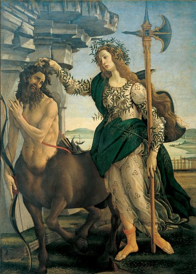 Palas (Atenea o Minerva) y el centauro, de Alessandro di Mariano dei Filipepi dit Sandro Botticelli (1445-1510), hacia 1482 - Florencia, Galería de los Uffizi. de Sandro Botticelli