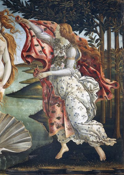 El nacimiento de Venus (detalle) - Témpera sobre lienzo de Sandro Botticelli