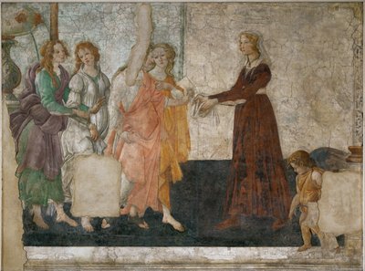 Venus et les graces offrant des presents a une jeune fille - Venus y las gracias ofrecen regalos a una joven Fresco ... de Sandro (1444/5-1510) Botticelli