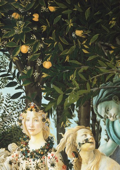 Flora, Céfiro y Cloris, (detalle) de La Alegoría de la Primavera, c. 1477-1482 de Sandro Botticelli