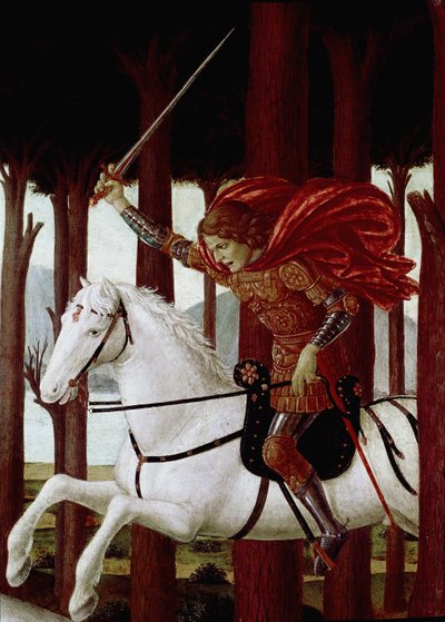 Historia de Nastagio degli Onesti: Encuentro con los condenados en el pinar de Sandro Botticelli