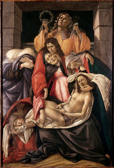 Lamentación sobre Cristo muerto. Temple sobre madera de Alessandro di Mariano dei Filipepi dit Sandro Botticelli (1445-1510) 1495 aprox. Milán, Museo Poldi Pezzoli de Sandro Botticelli