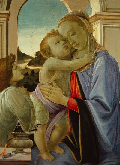 Virgen con el Niño y ángel adorador, c.1468 (temple sobre tabla) de Sandro (1444/5 1510) Botticelli