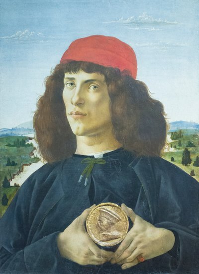 Retrato de un joven con un medallón de Cosme de Médicis de Sandro Botticelli