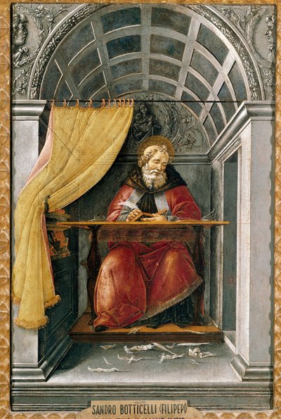 San Agustín en su celda. Pintura de Alessandro di Mariano dei Filipepi, conocido como Sandro Botticelli (1445-1510) de Sandro Botticelli