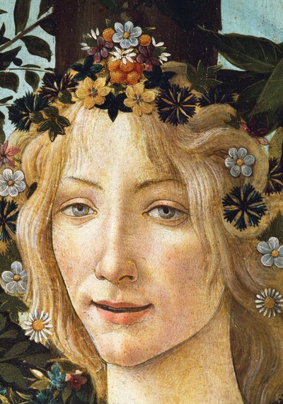 El rostro de Flora, (detalle) de la alegoría de la primavera, c.1477-1482 de Sandro Botticelli