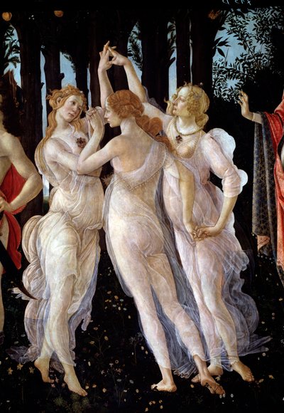 La primavera (detalle de las Tres Gracias) de Sandro Botticelli