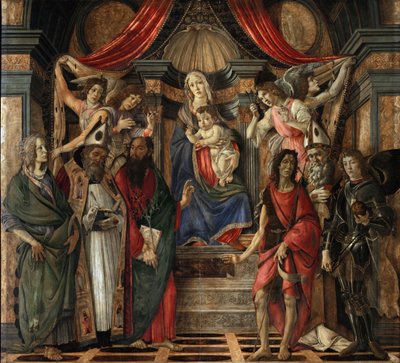 Virgen y Niño con Santos del Retablo de San Bernabé de Sandro Botticelli
