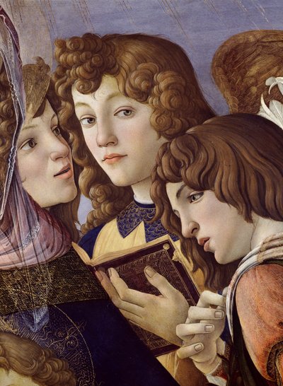 Ángeles de la Madonna de la Granada (detalle) de Sandro Botticelli