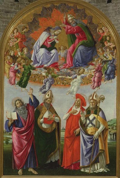 Coronación de la Virgen (Retablo de San Marco), 1490-92 de Sandro Botticelli
