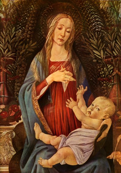 (detalle) de Madonna y el Niño con ambos Santos Juanes, 1485, 1937 de Sandro Botticelli