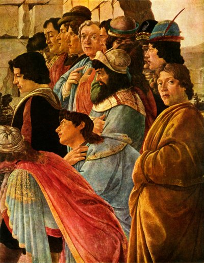 (detalle) de la Adoración de los Magos con autorretrato de Botticelli de Sandro Botticelli