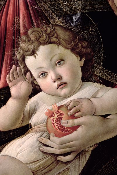 Detalle del Niño Jesús de la Madonna de la Granada de Sandro Botticelli