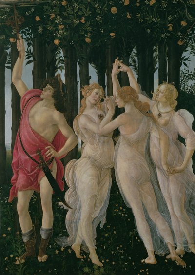 Detalle de las Tres Gracias y Mercurio de la Primavera de Sandro Botticelli