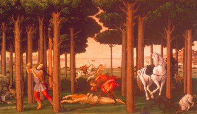 La historia de Nastagio degli Onesti II de Sandro Botticelli
