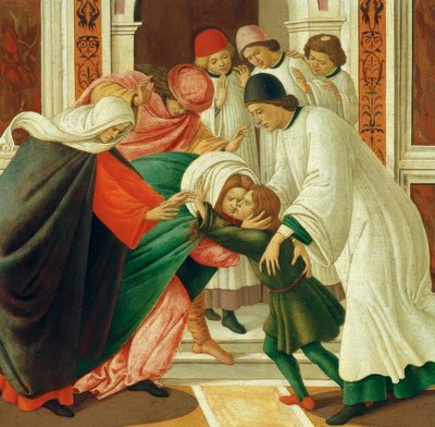 Vida y milagros de San Zenobio (Resurrección de los muertos) de Sandro Botticelli