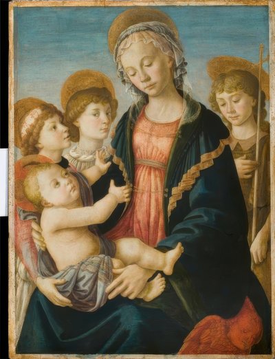 María con niño, el niño Juan y dos ángeles de Sandro Botticelli