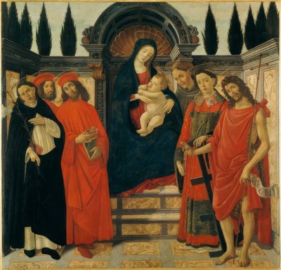 María con niño y santos de Sandro Botticelli