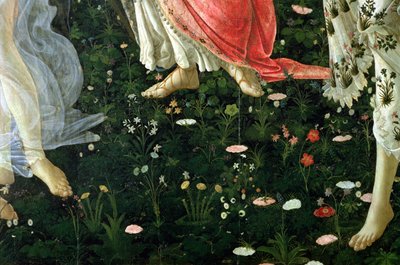 Primavera: detalle de flores de Sandro Botticelli