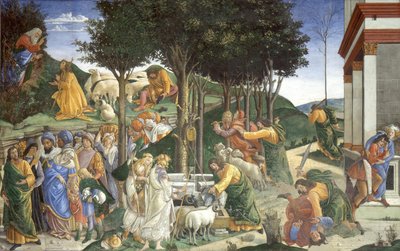 Escenas de la vida de Moisés, 1481-1482 de Sandro Botticelli