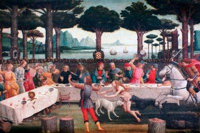 El banquete en el bosque de pinos, 1482-1483 de Sandro Botticelli