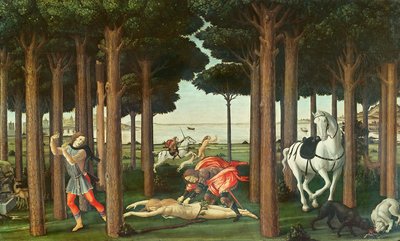 El Destripamiento de la Mujer Perseguida: Escena II de La Historia de Nastagio degli Onesti, c.1483 de Sandro Botticelli