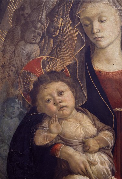 La Madonna y el Niño en Gloria, detalle del Niño (detalle) de Sandro Botticelli