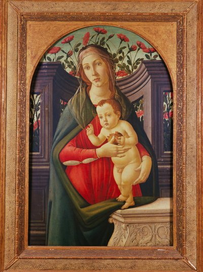 La Virgen y el Niño en un nicho decorado con rosas de Sandro Botticelli